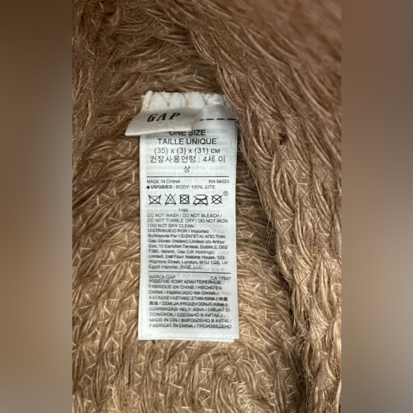 GAP Jute tote bag/crossbody with colorful O-ring top handles and canvas strap. - Picture 8 of 14